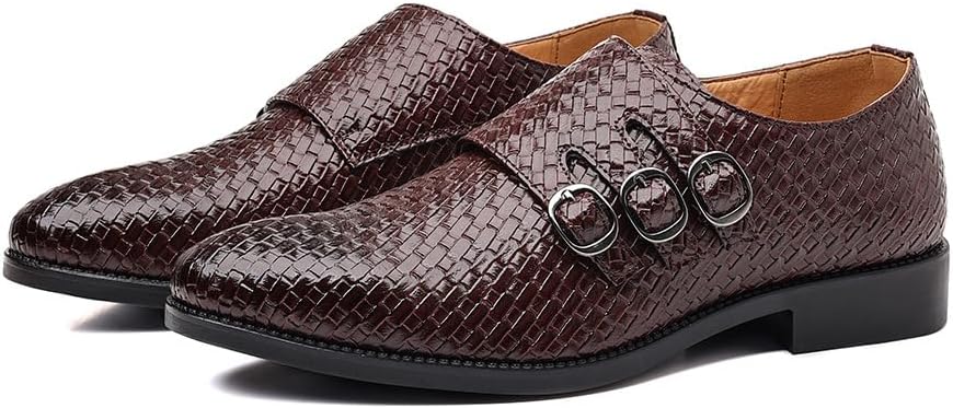 

Мужские классические повседневные туфли-лоферы с пряжками, оксфорды с текстурированной сетчатой отделкой, легкие туфли из искусственной кожи для деловых встреч и свадеб Spedify, бордовый