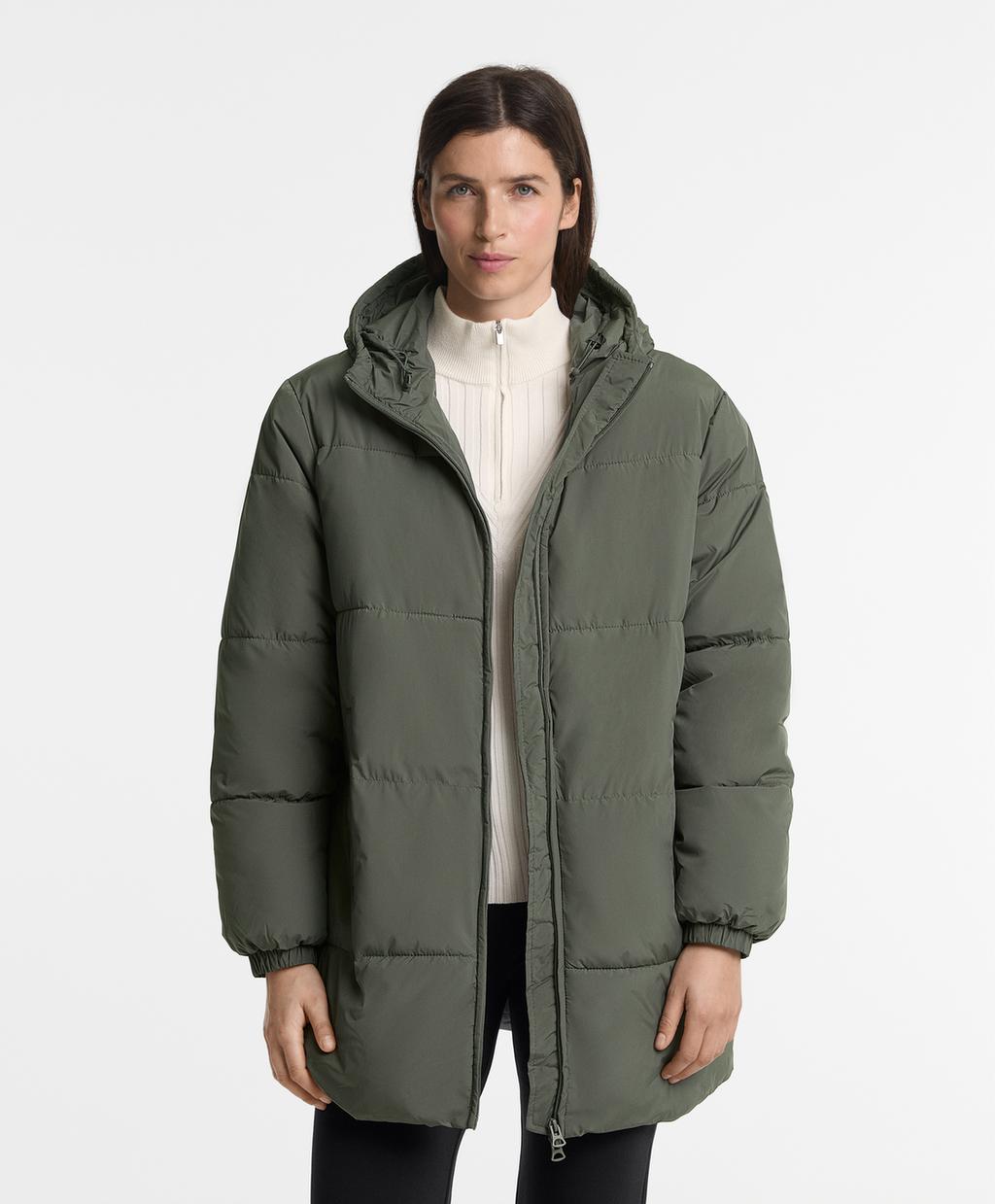 

Водоотталкивающая куртка-миди с подкладкой PrimaLoft Oysho, цвет Dark Khaki