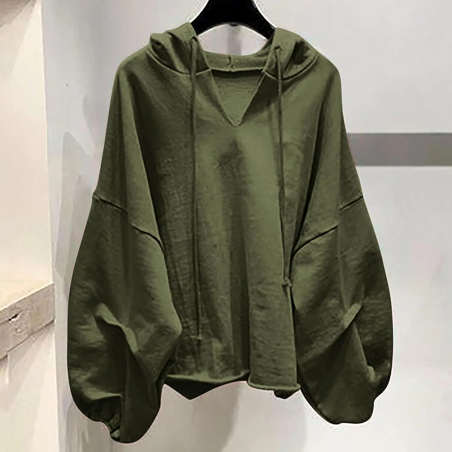 Женский худи с длинным рукавом, свободный крой, Army Lime Green — фото 2