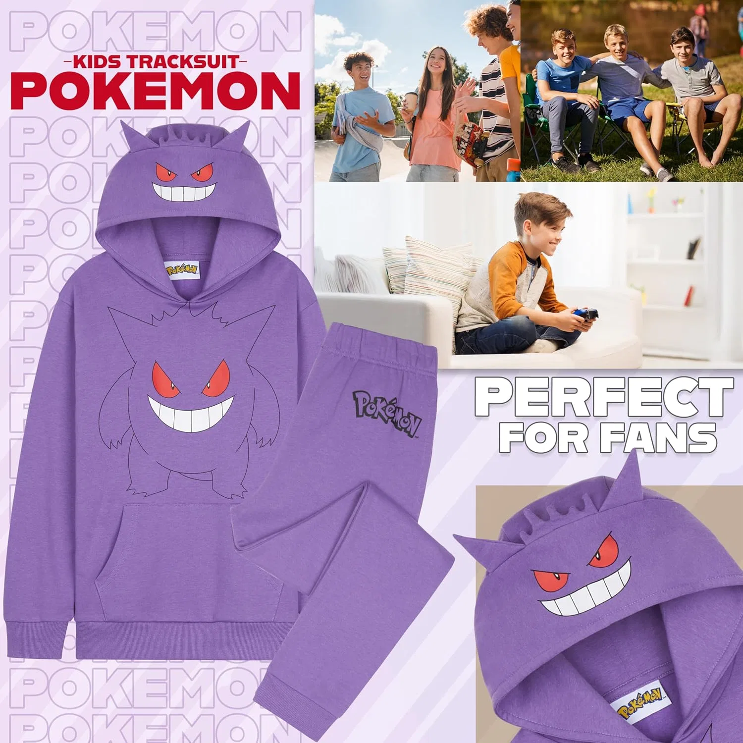 Детский спортивный костюм Pokémon, 2 предмета, фиолетовый Gengar — фото 2