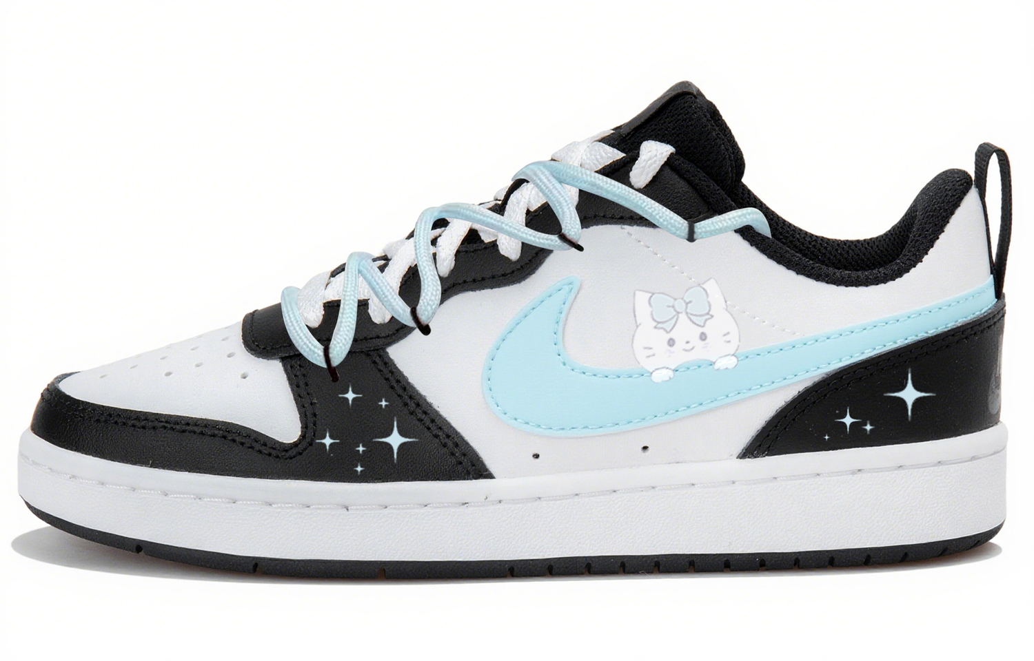 

Nike Court Borough Blue Kitten Low top детские скейтбордские кроссовки White Black Blue