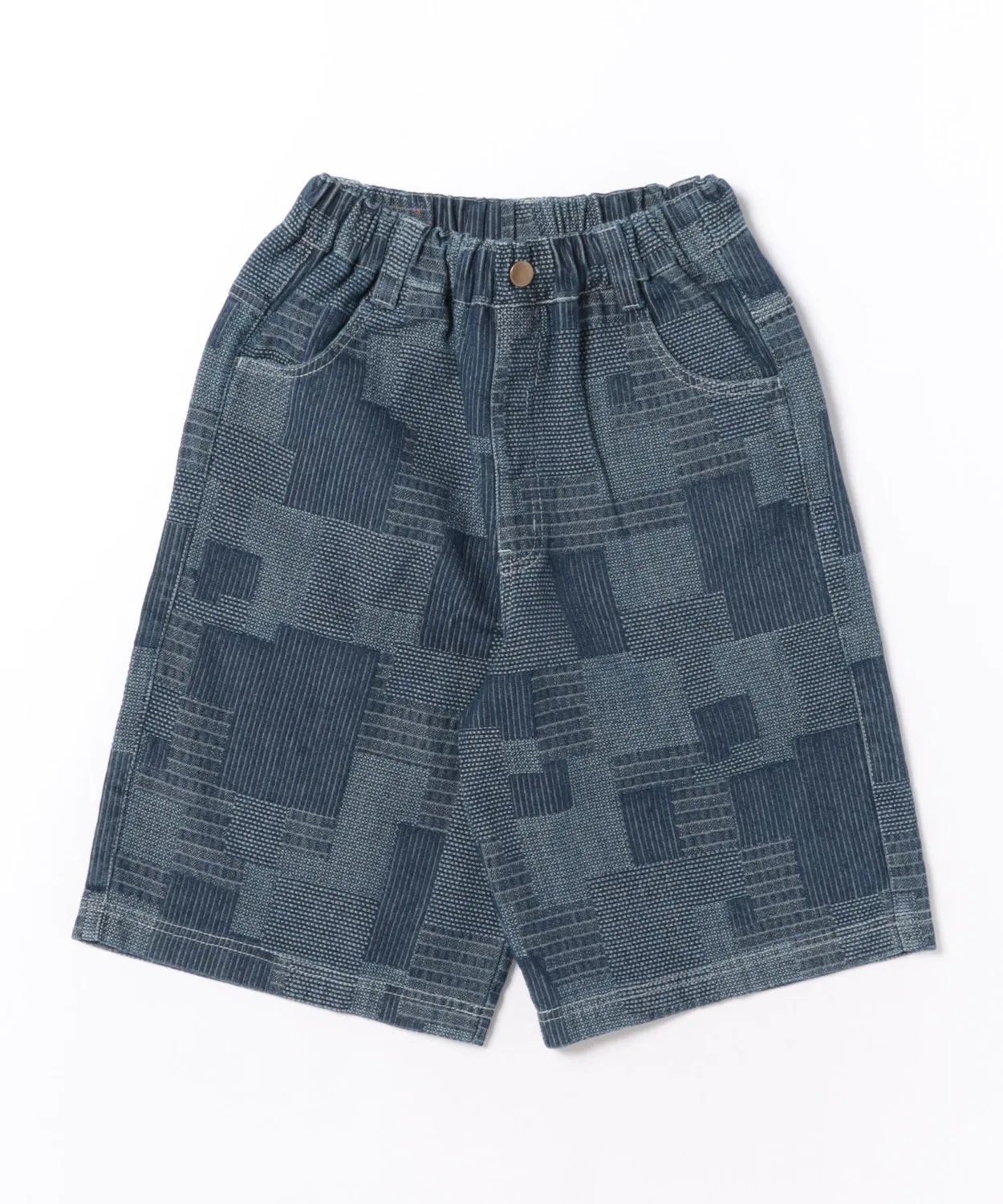 Джинсы 4.5 длины HURUKI patchwork тёмно-синие