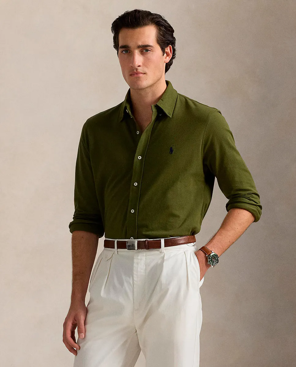 

Мужская рубашка из пике стандартного кроя Polo Ralph Lauren, оливковый/зеленый