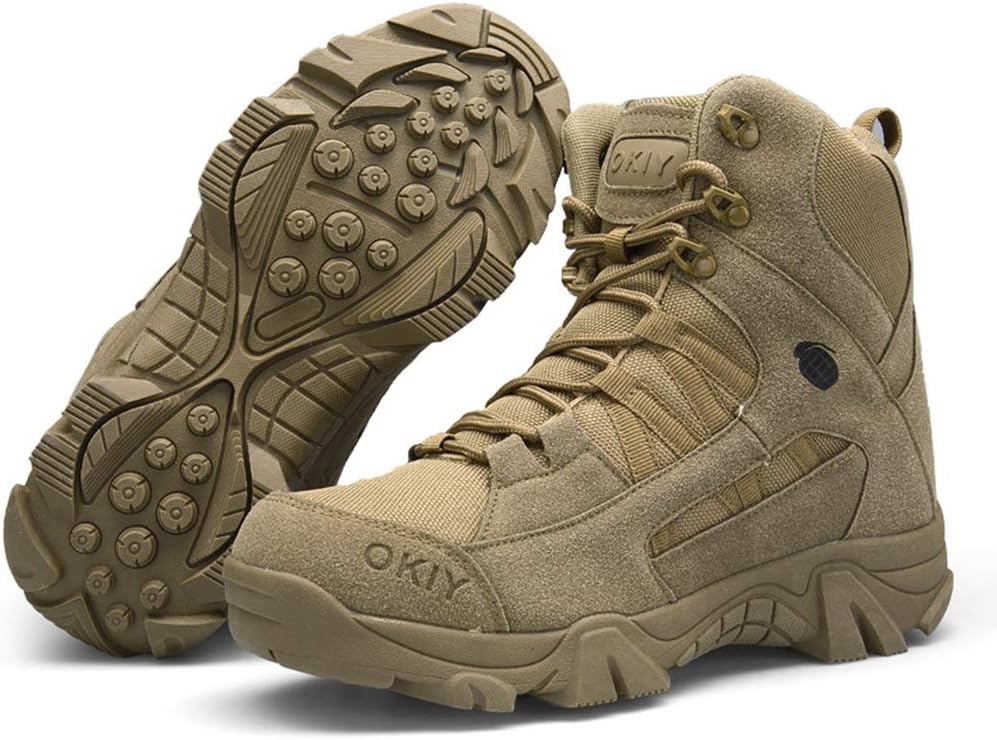 

Мужские тактические ботинки, ходовые и тренировочные ботинки для пустыни, высокие военные боевые ботинки, коричневые, 39/UK 6.5/US 7 Jlfzc