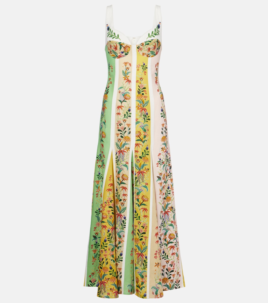 

Макси-платье из льняной ткани с цветочным принтом Farm Rio, Delicate Floral Stripes Multi