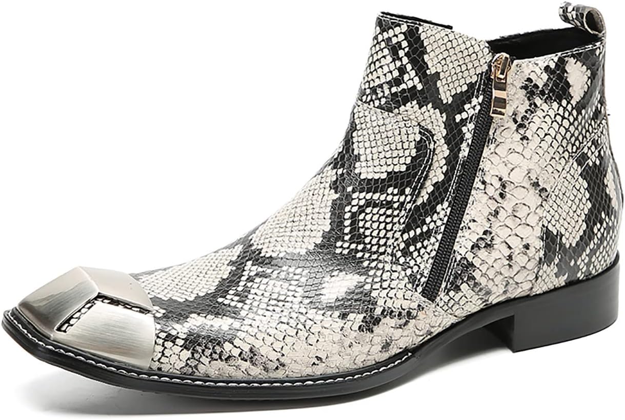 

Мужские ботинки Santimon Chelsea, повседневные, для вечеринок, кожаные, с металлическим квадратным носком, с двойной молнией, ковбойские ботинки для мужчин, модные западные ботинки Чакка, серый