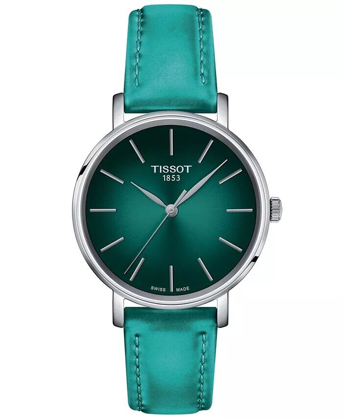 

Женские швейцарские часы Everytime Green с ремешком из искусственной кожи, 34 мм Tissot