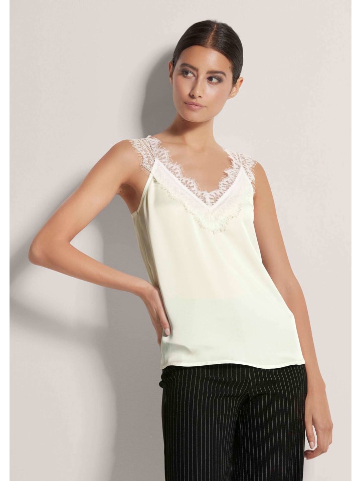 

MADELEINE Атласный топ с кружевом, кремового цвета