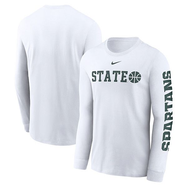 

Мужская белая баскетбольная футболка Michigan State Spartans Icon Two-Hit с длинным рукавом Nike