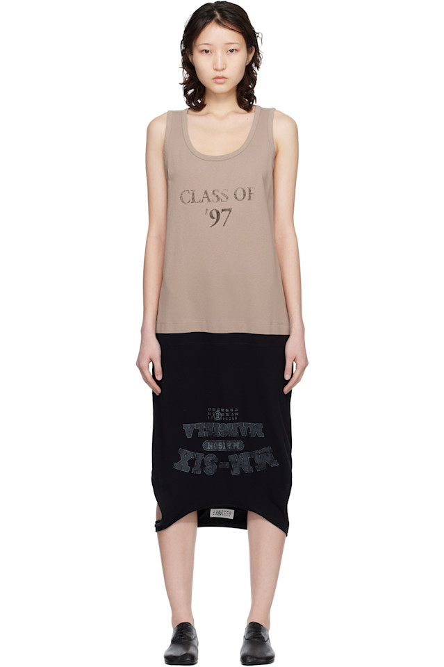 Mm6 Maison Margiela Платье миди черно-бежевого цвета, многофункциональное