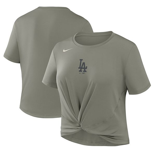 

Женская оливковая футболка los angeles dodgers one twist dri-fit cropped Nike, Зеленый, Женская оливковая футболка los angeles dodgers one twist dri-fit cropped Nike