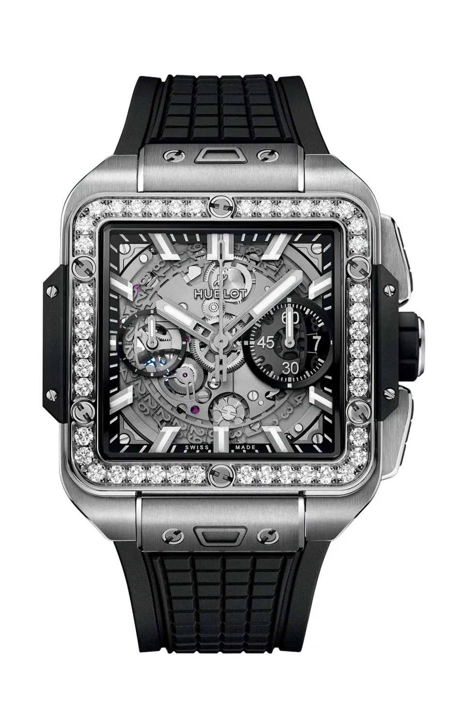 SQUARE BANG UNICO ТИТАН С БРИЛЛИАНТАМИ 42 ММ - 821.NX.0170.RX.1204 HUBLOT, черный