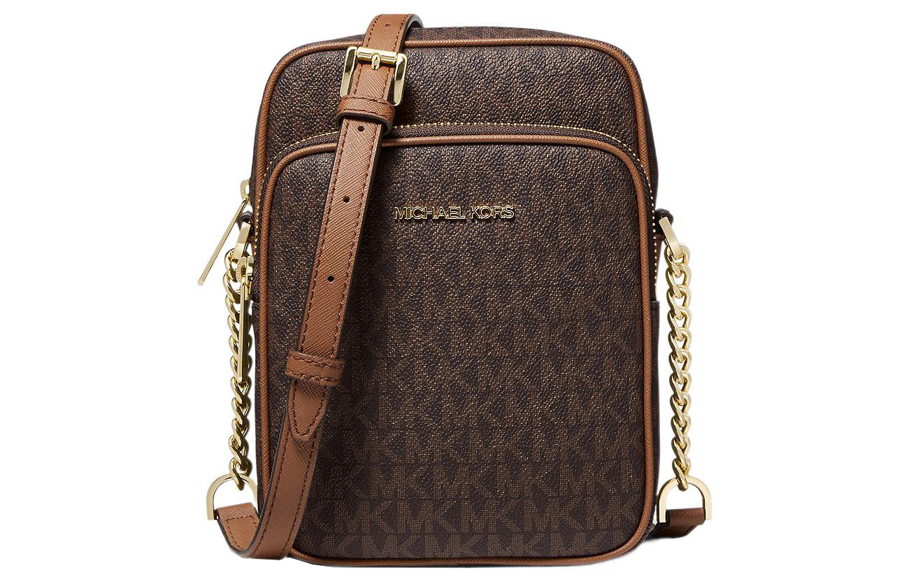 

Сумка через плечо Jet Set Coated Canvas среднего размера для женщин, коричневая MICHAEL KORS