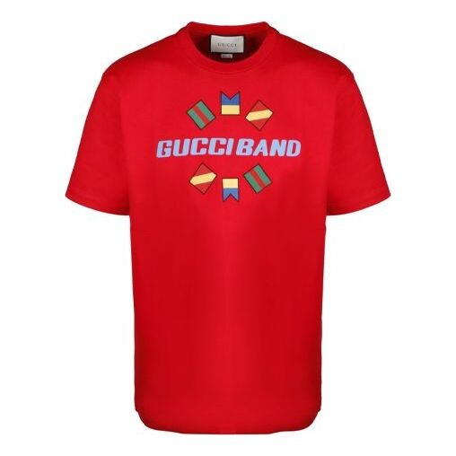 

Футболка band embroidered large logo short sleeve red Gucci, красный