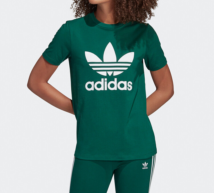 Футболка Adicolor женская темно-зеленая Adidas Originals — фото 3