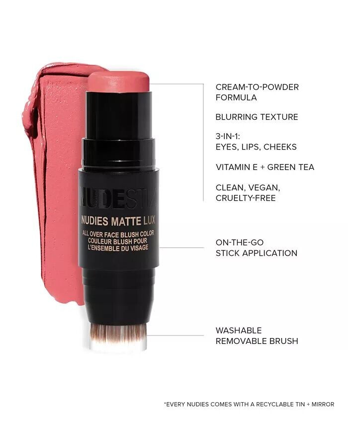 Румяна матовые Lux для всего лица Nudies Nudestix, цвет Juicy Melons (neutral watermelon coral) — фото 3
