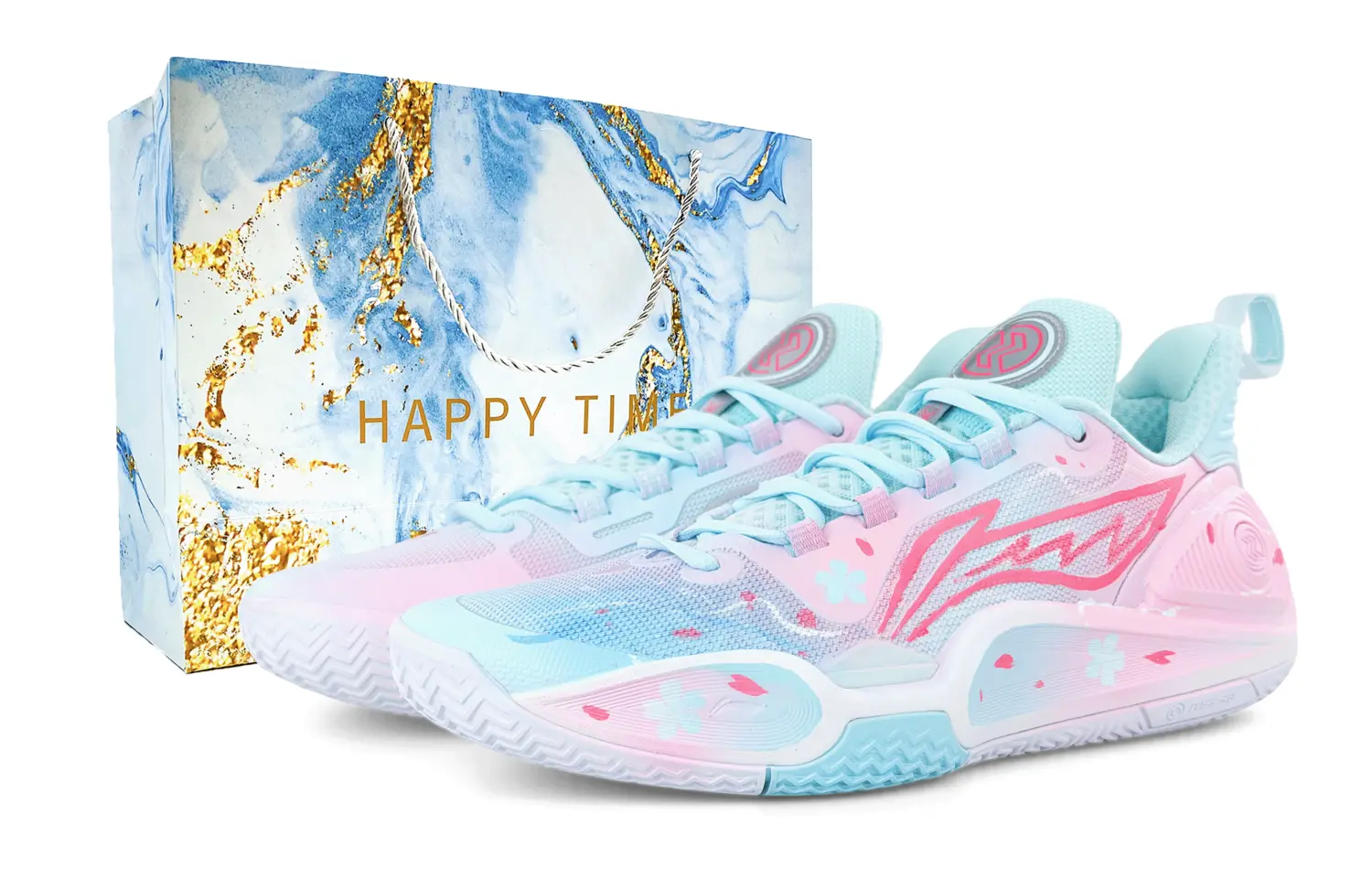 

Мужские баскетбольные кроссовки Li Ning Speed 9 с противоскользящей подошвой и функцией отскока., синий розовый