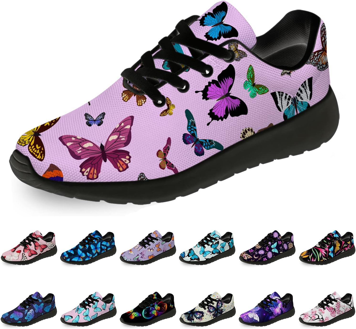 

Кроссовки с бабочками для женщин и мужчин, легкие для бега, прогулок и тенниса, женские и мужские кеды, обувь с бабочками, подарки Horethy, пурпурный