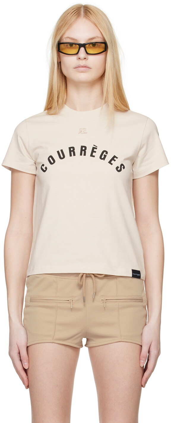 

Бежевая прямая футболка AC Courreges