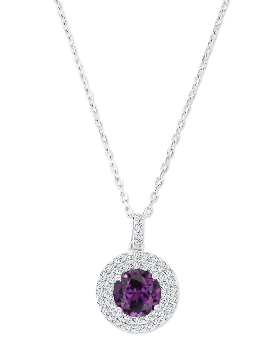 

Подвеска-колье с аметистом (1,5 карата) и выращенным в лаборатории белым сапфиром (3/8 карата) в оправе из стерлингового серебра, длина 40 см + удлинитель 5 см Macy's, Opal