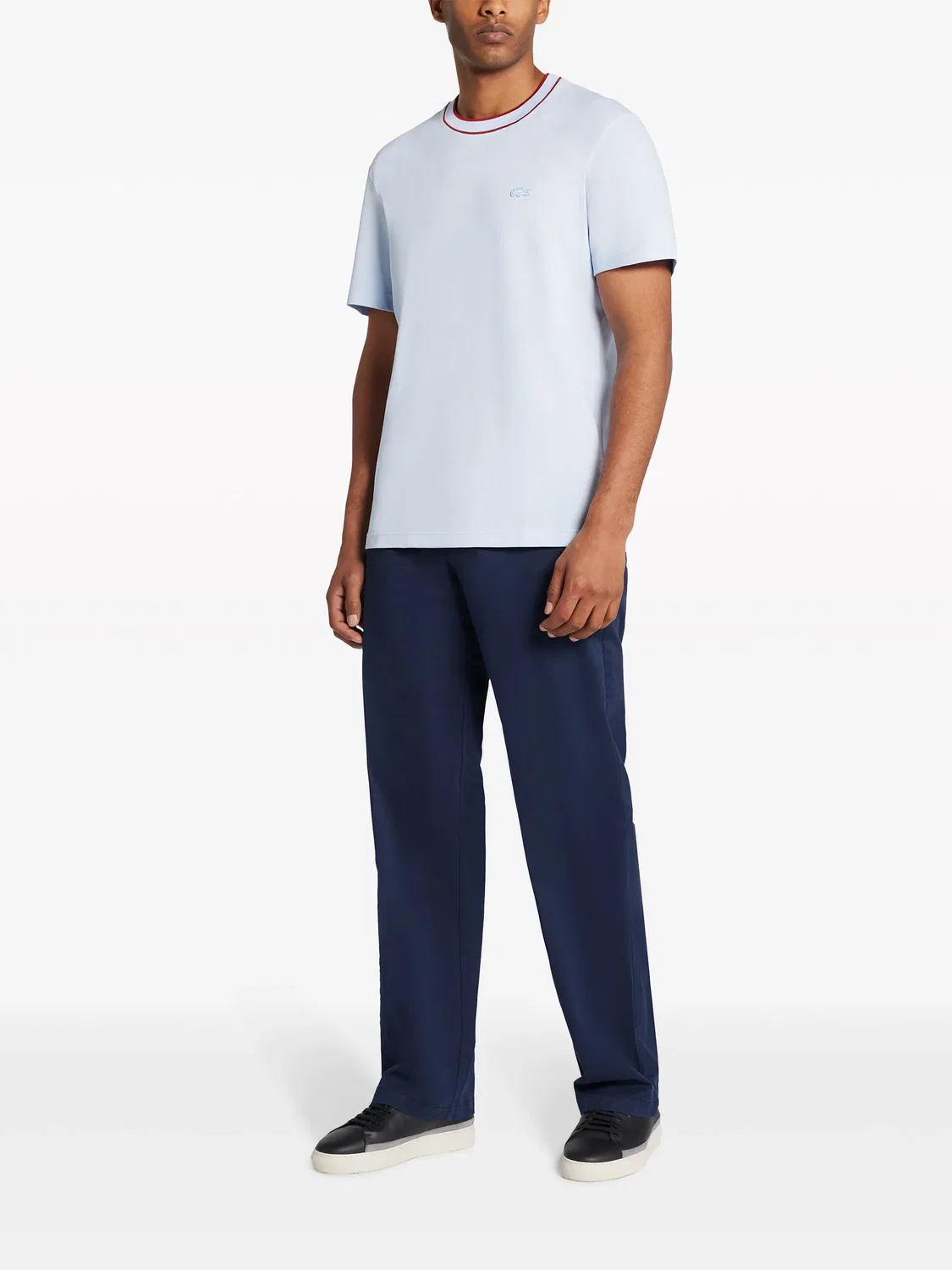 Футболка с воротником в полоску Lacoste, голубой/бургунди — фото 2