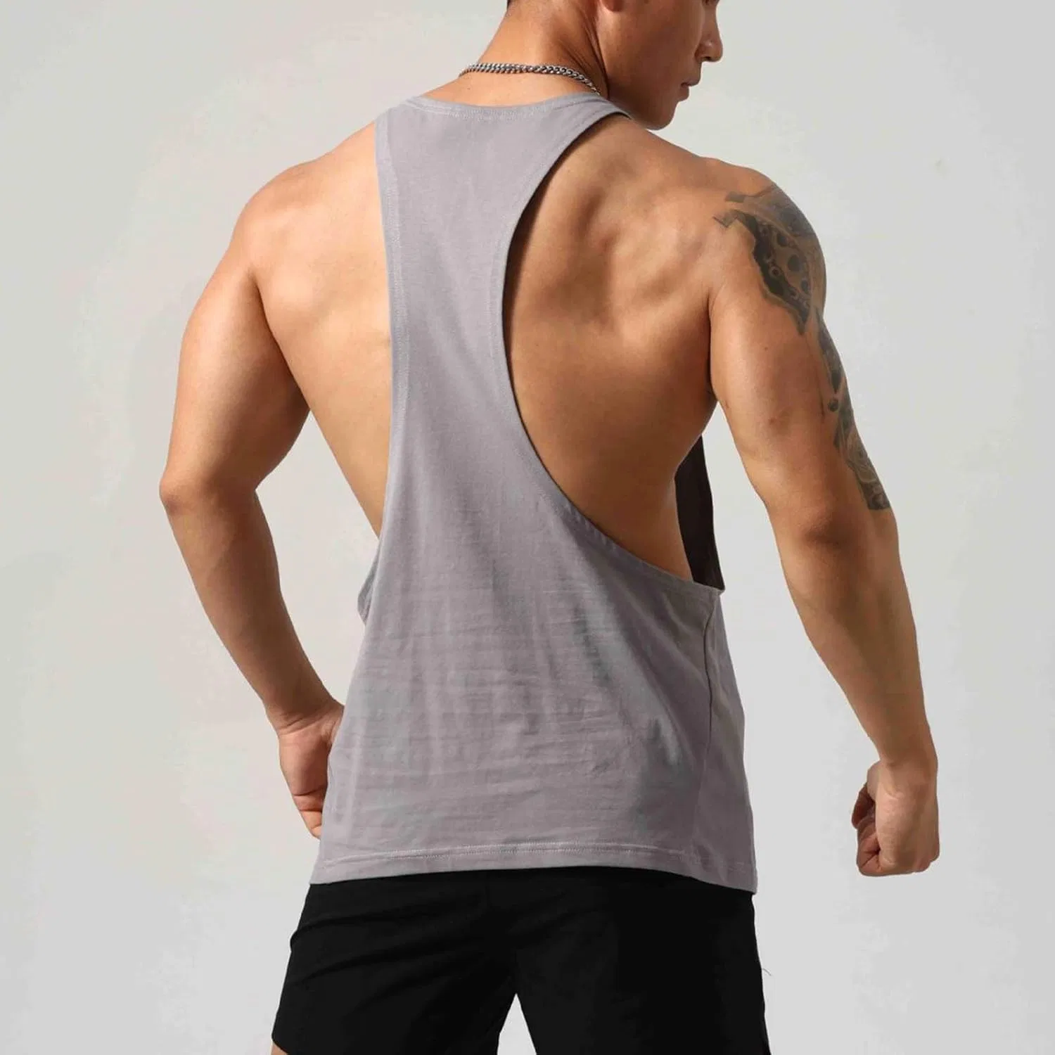 Топ-майка мужская Y-образная спинка, Cotton Bodybuilding, Dark Gray — фото 4