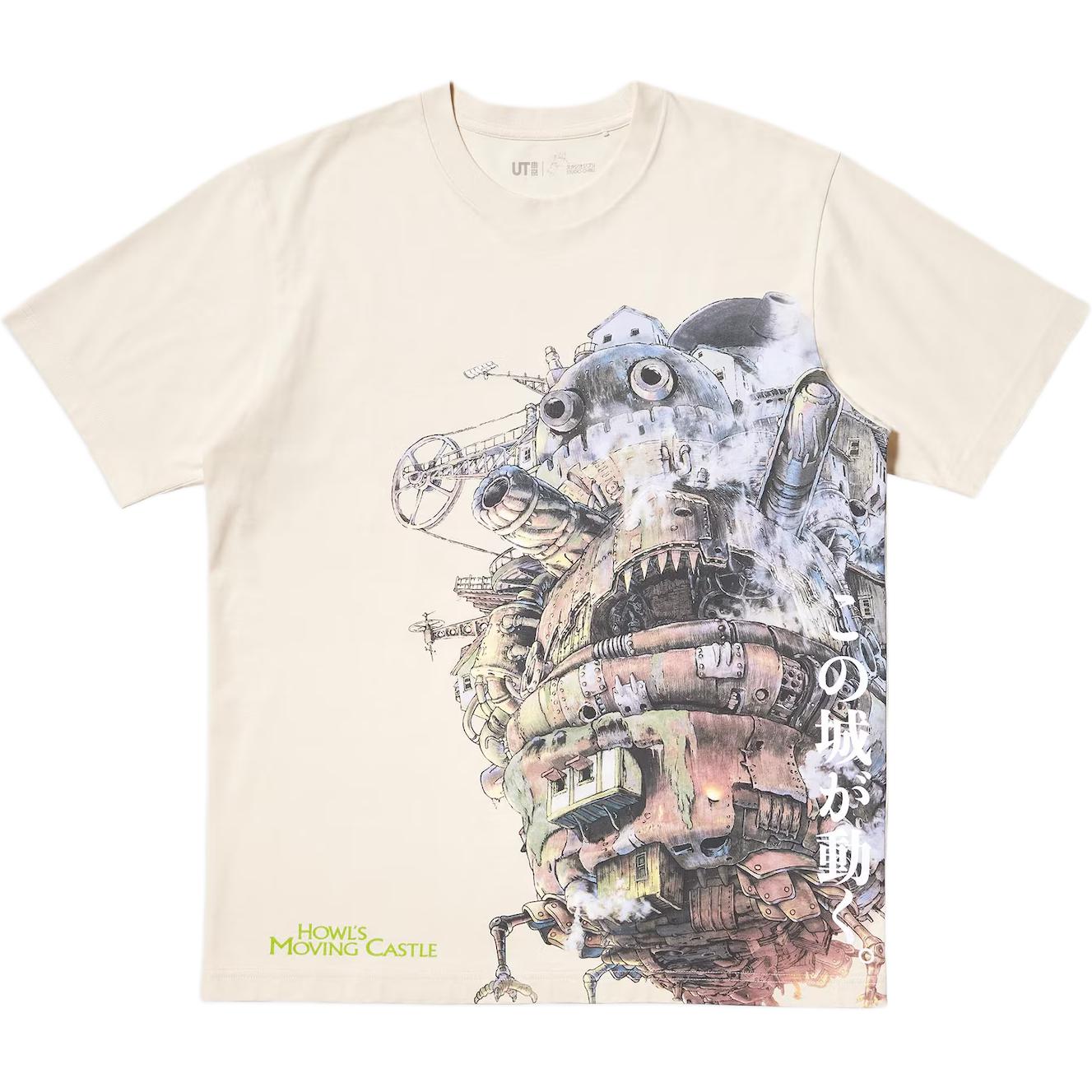 

JIBOLIGONGZUOSHI,LIANMINGKUAN Studio Ghibli Co titled Series SS25 футболка Unisex UNIQLO, серо-белый