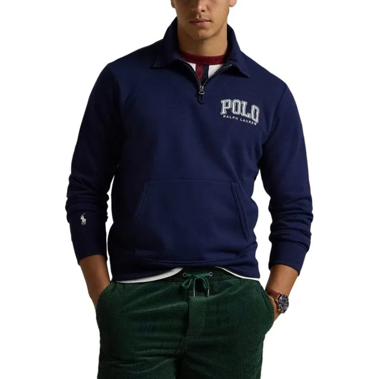 Флисовая толстовка с воротником Polo Ralph Lauren, Marine Blue — фото 3