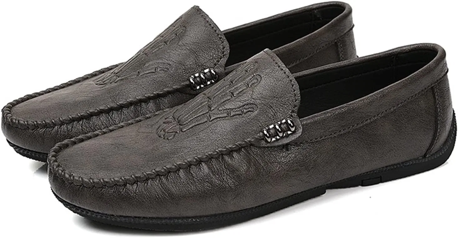Мокасины кожаные мужские Loafers Shoe Grey PUGHGAETZF — фото 3