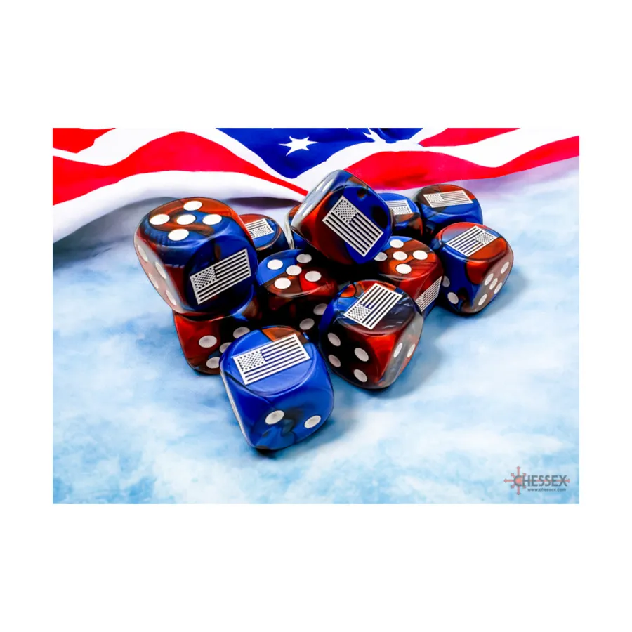 

d6 16 мм США Gemini сине-красный с белым (12), Dice - Axis & Allies