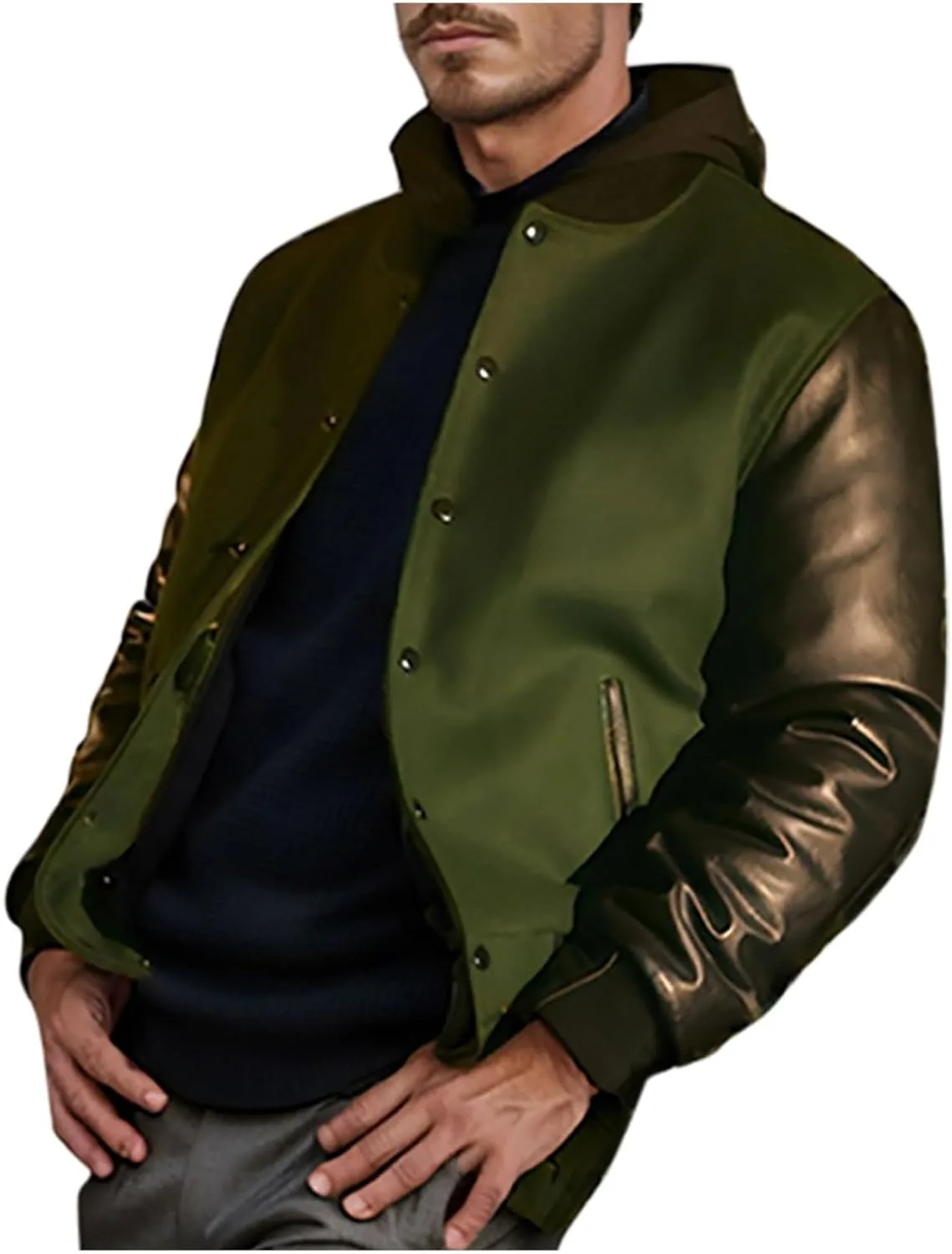 Куртка-ветровка Casual для мужчин Color Block, легкая, с карманом, на молнии, для осени и весны, для активного отдыха Generic, зеленый