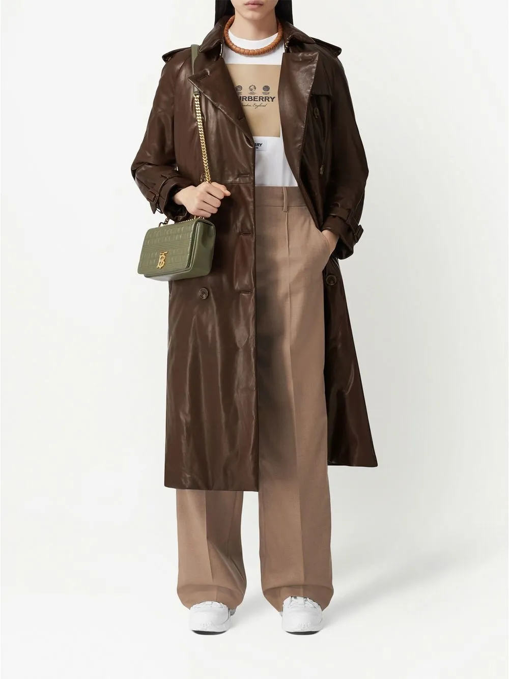 Брюки Burberry шерстяные широкого кроя, нейтральный — фото 2