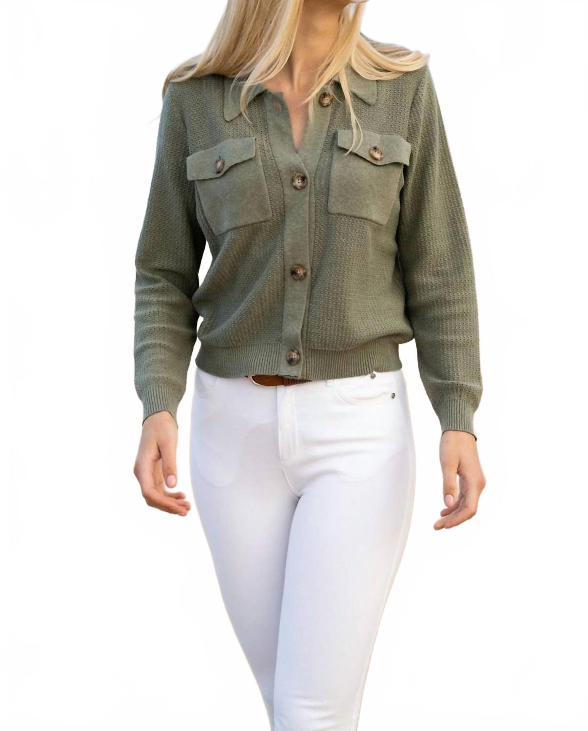 

Перфорированный вязаный кардиган цвета хаки MARBLE