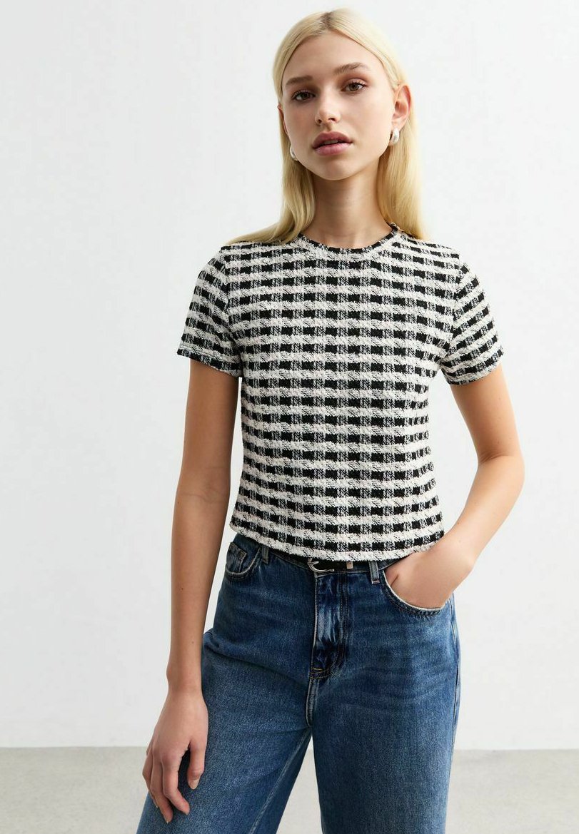 

Блуза CHECKED BOUCLÈ New Look, черный
