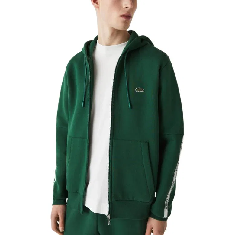 Худи на молнии Lacoste Silver флисовое зеленое — фото 3