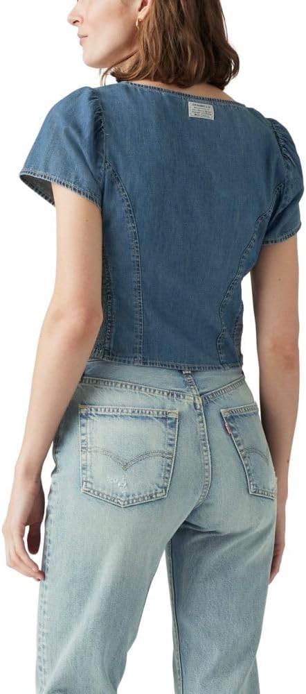 Женский джинсовый корсет Levi's Ophelia с коротким рукавом, Turn Up Mid — фото 2