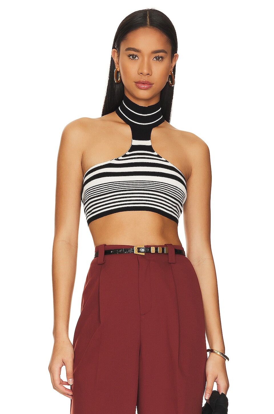 

Топ superdown Kiara Backless Crop, цвет Black & White Stripe