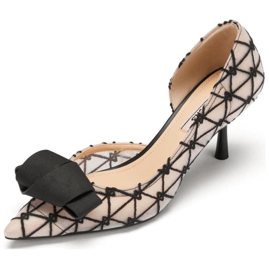 Туфли на высоком каблуке женские абрикосовые 73Hours, цвет Black/Beige — фото 2