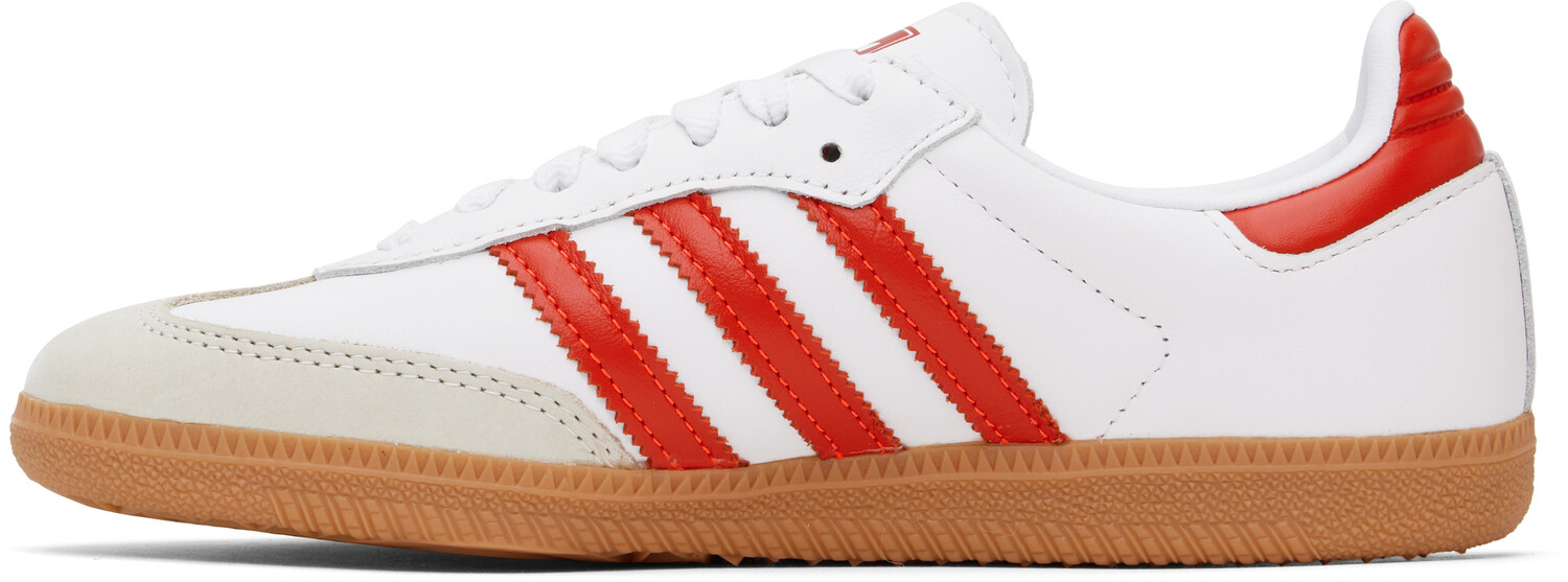 Бело-красные кроссовки Samba OG Adidas Originals, Cloud white/Solar red/Off white — фото 3