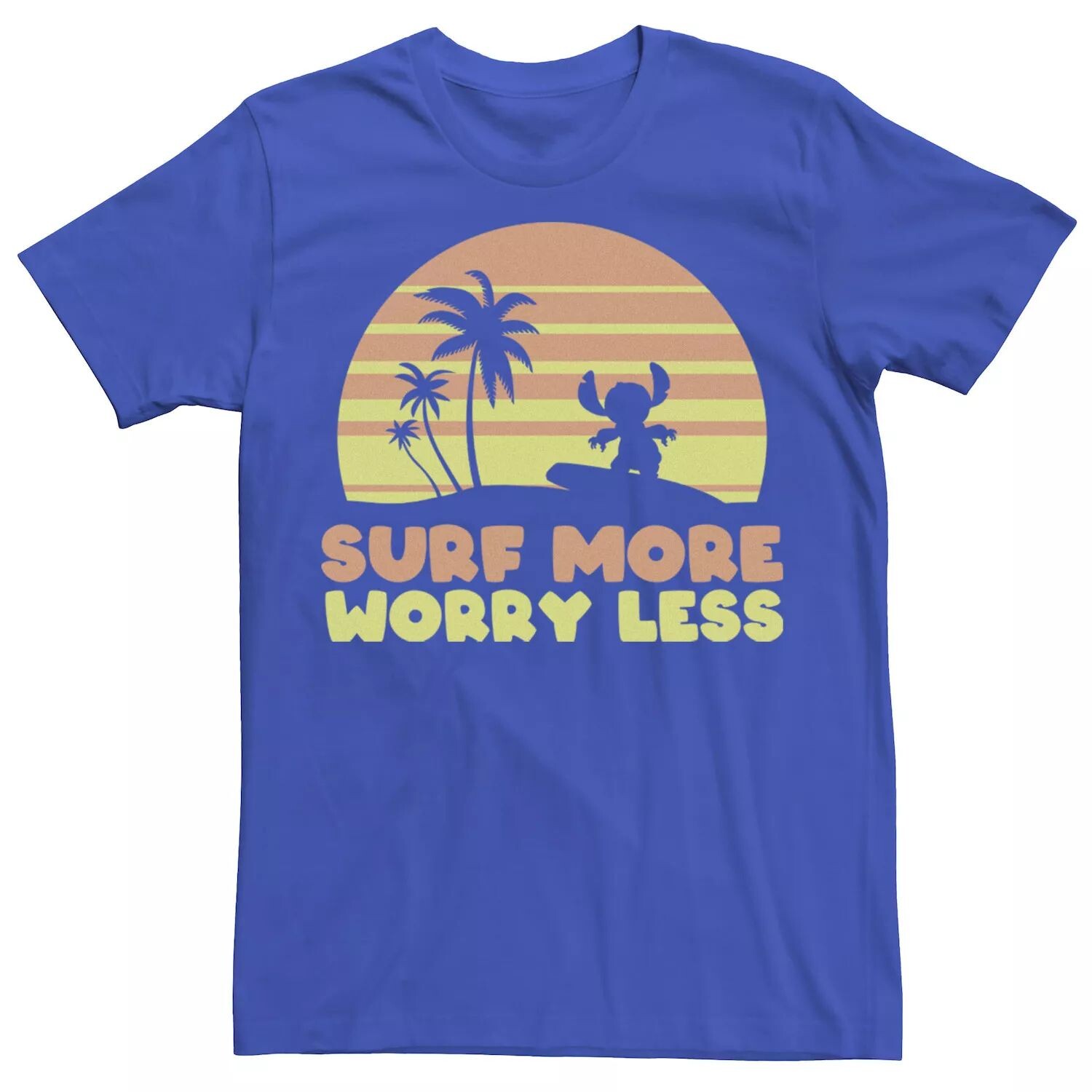 

Мужская футболка Disney Lilo & Stitch Surf More Worry Less с портретом в стиле ретро Licensed Character