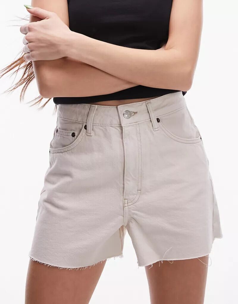 

Белые джинсовые шорты А-силуэта Topshop