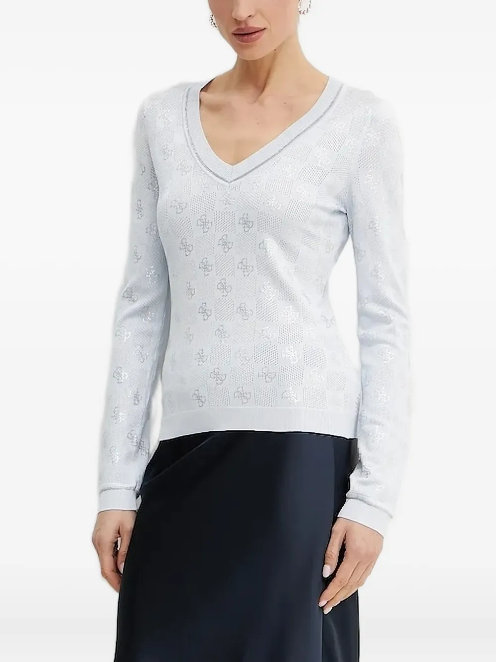 

Свитер с V-образным вырезом и логотипом Guess Usa, синий