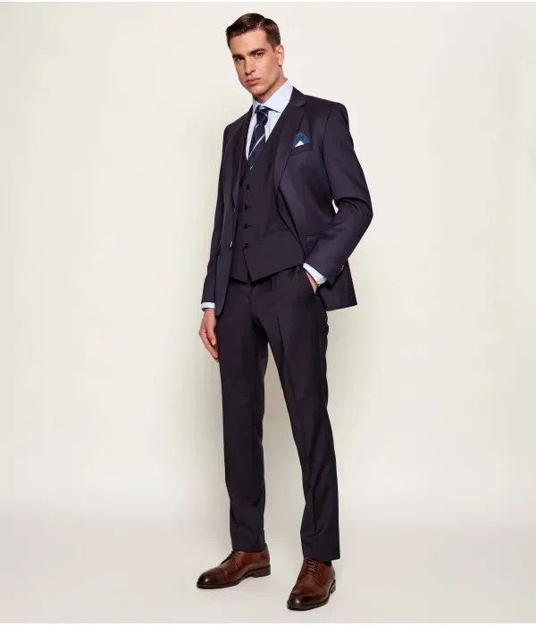 Огромный шерстяной жилет slim fit Boss, темно-синий — фото 2