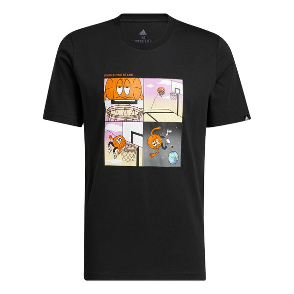 

Футболка Men's adidas Cartoon Shooting Printing Pattern Round Neck Short Sleeve Black T-Shirt, мультиколор
