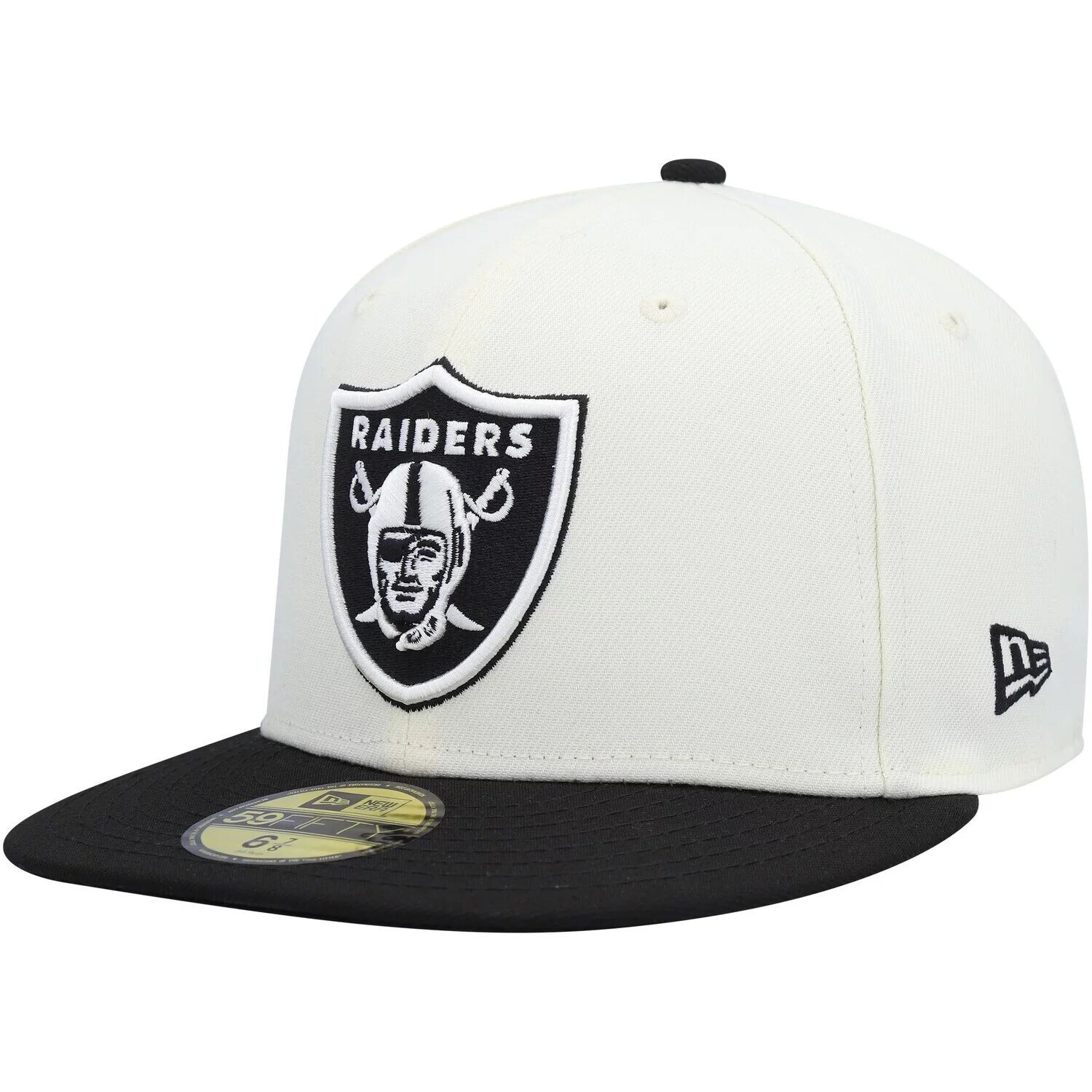 

Мужская облегающая шляпа New Era кремового/черного цвета Las Vegas Raiders Chrome Collection 59FIFTY