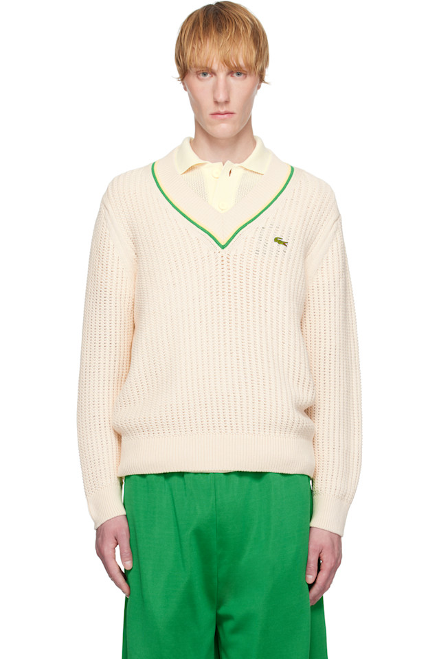 

Вязаный теннисный свитер с V-образным вырезом в полоску Lacoste, мультиколор