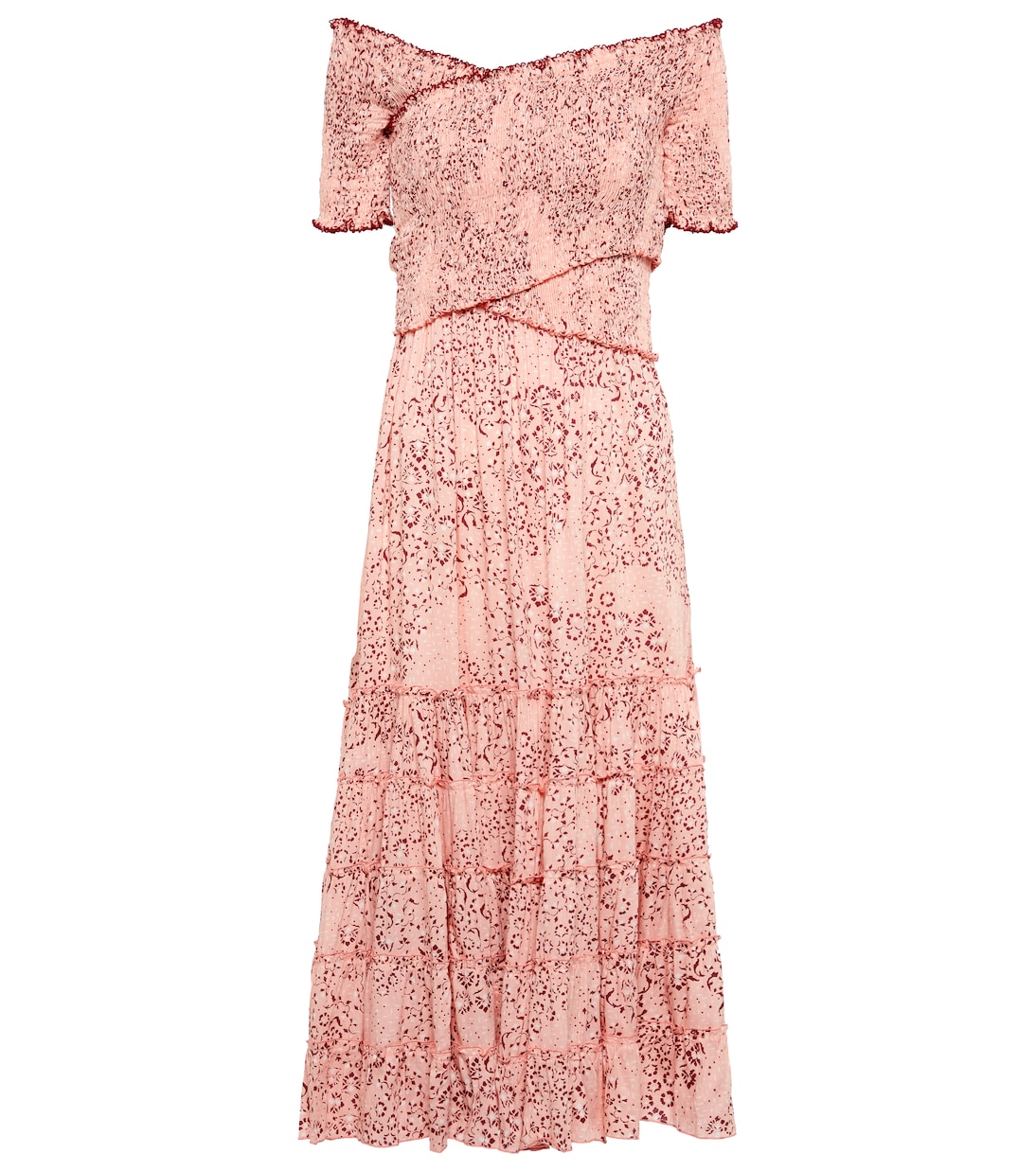 

Платье миди с цветочным принтом Soledad Poupette St Barth, Pink Biot