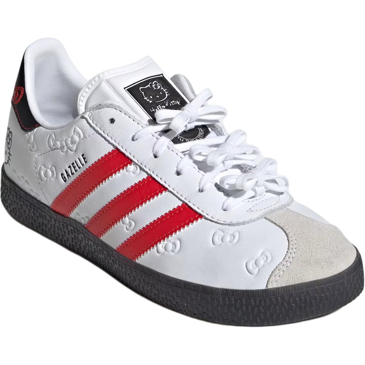 Hello Kitty x GAZELLE Низкие Детские Скейтбординговые Кроссовки Белые Красные Adidas Originals — фото 3