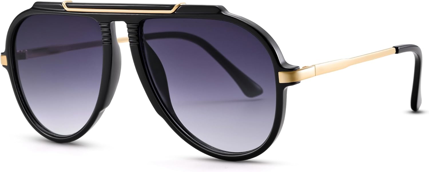 

Модные солнцезащитные очки-авиаторы RAY SOL большого размера для женщин и мужчин в стиле ретро 70-х годов с золотистым металлическим покрытием, не спутываются, Black Frame/Gradient Gray Lens