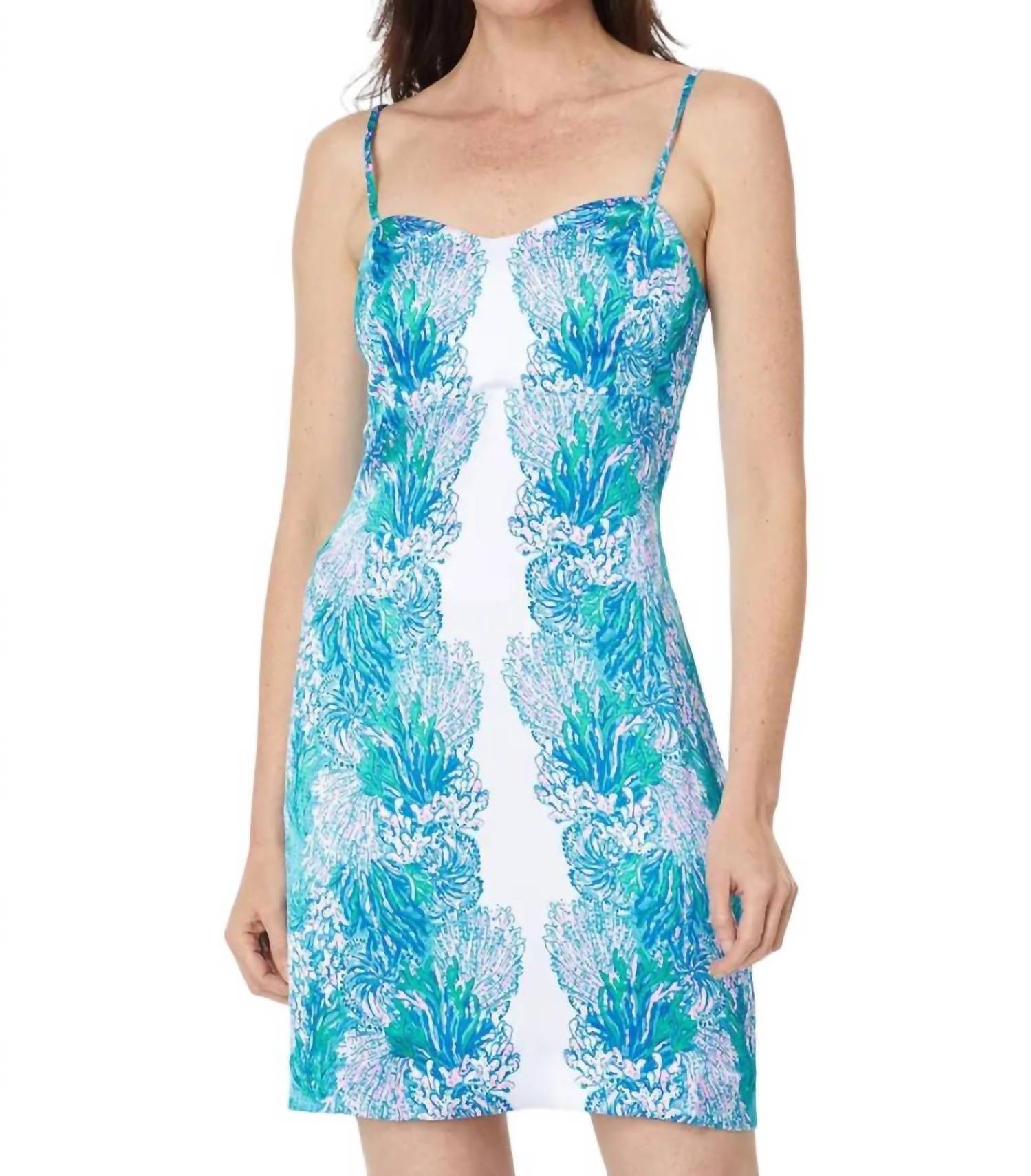 

Платье-комбинация Gillian Satin In Las Olas Aqua Strong Current Sea Engineered Lilly Pulitzer